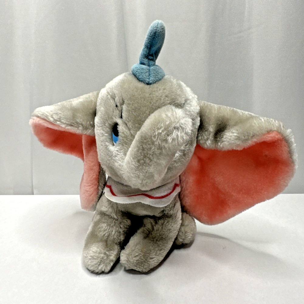 Vintage Disneyland Walt Disney World Pink Ear Dumbo Circus Elephant Plush Toy 8"